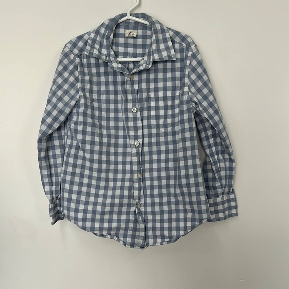 Crewcuts Blue Checkered Button Down Shirt 6-7